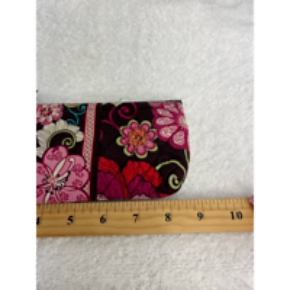 Vera Bradley Womens Clutch Handbag Black Pink Floral Quilted Full Zipper S - Picture 3 of 10